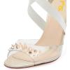 imageFSJ Women High Heel Ankle Strap Sandals Pointed Toe Rivets Pumps PVC Club Dress Shoes with Studs Fashion Size 415 USGrey