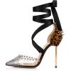 imageFSJ Women High Heel Ankle Strap Sandals Pointed Toe Rivets Pumps PVC Club Dress Shoes with Studs Fashion Size 415 USLeopard