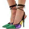 imageFSJ Women High Heel Ankle Strap Sandals Pointed Toe Rivets Pumps PVC Club Dress Shoes with Studs Fashion Size 415 USMulti