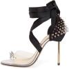 imageFSJ Women High Heel Ankle Strap Sandals Pointed Toe Rivets Pumps PVC Club Dress Shoes with Studs Fashion Size 415 USSilver