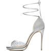 imageFSJ Women High Heel Ankle Strap Sandals Pointed Toe Rivets Pumps PVC Club Dress Shoes with Studs Fashion Size 415 USSilver Peeptoe