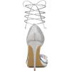 imageFSJ Women High Heel Ankle Strap Sandals Pointed Toe Rivets Pumps PVC Club Dress Shoes with Studs Fashion Size 415 USSilver Peeptoe
