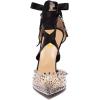 imageFSJ Women High Heel Ankle Strap Sandals Pointed Toe Rivets Pumps PVC Club Dress Shoes with Studs Fashion Size 415 USSnake Print