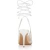imageFSJ Women High Heel Ankle Strap Sandals Pointed Toe Rivets Pumps PVC Club Dress Shoes with Studs Fashion Size 415 USWhite Mesh