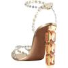 imageFSJ Women Jeweled High Heel Sandals Rhinestones Diamonds Chunky Block Heel Ankle Strap Buckle Open Toe Fashion Party Evening Wedding Dress Shoes Size 415 USGold