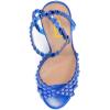 imageFSJ Women Jeweled High Heel Sandals Rhinestones Diamonds Chunky Block Heel Ankle Strap Buckle Open Toe Fashion Party Evening Wedding Dress Shoes Size 415 USBlue