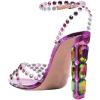 imageFSJ Women Jeweled High Heel Sandals Rhinestones Diamonds Chunky Block Heel Ankle Strap Buckle Open Toe Fashion Party Evening Wedding Dress Shoes Size 415 USPurple