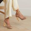 imageFSJ Women Jeweled High Heel Sandals Rhinestones Diamonds Chunky Block Heel Ankle Strap Buckle Open Toe Fashion Party Evening Wedding Dress Shoes Size 415 USGold