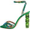 imageFSJ Women Jeweled High Heel Sandals Rhinestones Diamonds Chunky Block Heel Ankle Strap Buckle Open Toe Fashion Party Evening Wedding Dress Shoes Size 415 USGreen