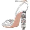 imageFSJ Women Jeweled High Heel Sandals Rhinestones Diamonds Chunky Block Heel Ankle Strap Buckle Open Toe Fashion Party Evening Wedding Dress Shoes Size 415 USSilver