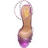 imageFSJ Women Jeweled High Heel Sandals Rhinestones Diamonds Chunky Block Heel Ankle Strap Buckle Open Toe Fashion Party Evening Wedding Dress Shoes Size 415 USPurple
