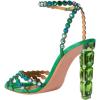 imageFSJ Women Jeweled High Heel Sandals Rhinestones Diamonds Chunky Block Heel Ankle Strap Buckle Open Toe Fashion Party Evening Wedding Dress Shoes Size 415 USGreen