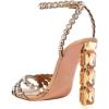 imageFSJ Women Jeweled High Heel Sandals Rhinestones Diamonds Chunky Block Heel Ankle Strap Buckle Open Toe Fashion Party Evening Wedding Dress Shoes Size 415 USChampagne