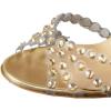 imageFSJ Women Jeweled High Heel Sandals Rhinestones Diamonds Chunky Block Heel Ankle Strap Buckle Open Toe Fashion Party Evening Wedding Dress Shoes Size 415 USGold