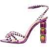imageFSJ Women Jeweled High Heel Sandals Rhinestones Diamonds Chunky Block Heel Ankle Strap Buckle Open Toe Fashion Party Evening Wedding Dress Shoes Size 415 USPurple