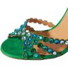 imageFSJ Women Jeweled High Heel Sandals Rhinestones Diamonds Chunky Block Heel Ankle Strap Buckle Open Toe Fashion Party Evening Wedding Dress Shoes Size 415 USGreen