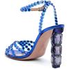 imageFSJ Women Jeweled High Heel Sandals Rhinestones Diamonds Chunky Block Heel Ankle Strap Buckle Open Toe Fashion Party Evening Wedding Dress Shoes Size 415 USBlue