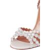 imageFSJ Women Jeweled High Heel Sandals Rhinestones Diamonds Chunky Block Heel Ankle Strap Buckle Open Toe Fashion Party Evening Wedding Dress Shoes Size 415 USWhite