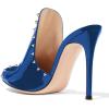 imageFSJ Women Pointed Toe Slide Mule Sandal Slippers Stiletto High Heels Loafers Slip on Backless Shoes 415 M USBlue Rivet