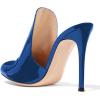 imageFSJ Women Pointed Toe Slide Mule Sandal Slippers Stiletto High Heels Loafers Slip on Backless Shoes 415 M USBlue12 Cm