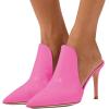 imageFSJ Women Pointed Toe Slide Mule Sandal Slippers Stiletto High Heels Loafers Slip on Backless Shoes 415 M USFuchsia8 Cm