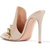 imageFSJ Women Pointed Toe Slide Mule Sandal Slippers Stiletto High Heels Loafers Slip on Backless Shoes 415 M USNude Chain