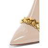 imageFSJ Women Pointed Toe Slide Mule Sandal Slippers Stiletto High Heels Loafers Slip on Backless Shoes 415 M USNude Chain
