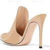imageFSJ Women Pointed Toe Slide Mule Sandal Slippers Stiletto High Heels Loafers Slip on Backless Shoes 415 M USNude Patent12 Cm