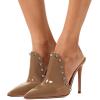 imageFSJ Women Pointed Toe Slide Mule Sandal Slippers Stiletto High Heels Loafers Slip on Backless Shoes 415 M USPeru Rivet