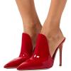 imageFSJ Women Pointed Toe Slide Mule Sandal Slippers Stiletto High Heels Loafers Slip on Backless Shoes 415 M USRed Patent12 Cm