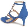 imageFSJ Women Strappy Ankle Strap Sandals Open Toe High Heel Caged Cutout Fashion Ladies Summer Casual Shoes Size 415 USBlue