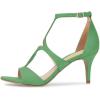 imageFSJ Women Strappy Ankle Strap Sandals Open Toe High Heel Caged Cutout Fashion Ladies Summer Casual Shoes Size 415 USGreen