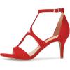 imageFSJ Women Strappy Ankle Strap Sandals Open Toe High Heel Caged Cutout Fashion Ladies Summer Casual Shoes Size 415 USRed