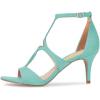 imageFSJ Women Strappy Ankle Strap Sandals Open Toe High Heel Caged Cutout Fashion Ladies Summer Casual Shoes Size 415 USTurquoise
