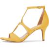 imageFSJ Women Strappy Ankle Strap Sandals Open Toe High Heel Caged Cutout Fashion Ladies Summer Casual Shoes Size 415 USYellow