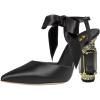 imageFSJ Women Ankle Strap High Heel Sandals Pointed Toe Bow DOrsay Pumps Crystal Chunky Heel Party Dress Shoes Size 416 USBlack