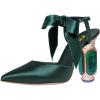 imageFSJ Women Ankle Strap High Heel Sandals Pointed Toe Bow DOrsay Pumps Crystal Chunky Heel Party Dress Shoes Size 416 USGreen