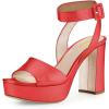 imageFSJ Women Comfortable Chunky Heel Platform Sandal Ankle Strap Open Toe Buckle Shoes Size 415 USRed