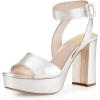 imageFSJ Women Comfortable Chunky Heel Platform Sandal Ankle Strap Open Toe Buckle Shoes Size 415 USSilver