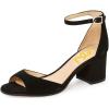 imageFSJ Women Elegant Ankle Strap Sandals Low Chunky Heels Pumps Peep Toe Comfort Shoes Size 613 USBlack