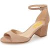 imageFSJ Women Elegant Ankle Strap Sandals Low Chunky Heels Pumps Peep Toe Comfort Shoes Size 613 USNude