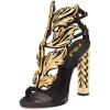 imageFSJ Women Gold Metal Chain Thick High Heel Sandals Open Toe Strappy Ankle Buckle Strap Slingback Ladies Comfy Summer Dress Shoes Size 415 USFlame
