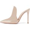 imageFSJ Women Pointed Toe Slide Mule Sandal Slippers Stiletto High Heels Loafers Slip on Backless Shoes 415 M USBeige12 Cm