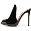 imageFSJ Women Pointed Toe Slide Mule Sandal Slippers Stiletto High Heels Loafers Slip on Backless Shoes 415 M USBlack Patent12 Cm