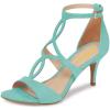 imageFSJ Women Strappy Ankle Strap Sandals Open Toe High Heel Caged Cutout Fashion Ladies Summer Casual Shoes Size 415 USTurquoise
