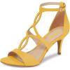 imageFSJ Women Strappy Ankle Strap Sandals Open Toe High Heel Caged Cutout Fashion Ladies Summer Casual Shoes Size 415 USYellow