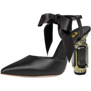 imageFSJ Women Ankle Strap High Heel Sandals Pointed Toe Bow DOrsay Pumps Crystal Chunky Heel Party Dress Shoes Size 416 USBlack