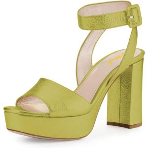 imageFSJ Women Comfortable Chunky Heel Platform Sandal Ankle Strap Open Toe Buckle Shoes Size 415 USKelly