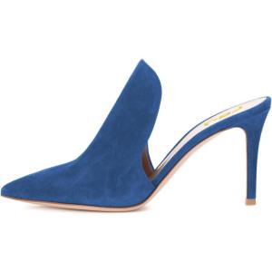 imageFSJ Women Pointed Toe Slide Mule Sandal Slippers Stiletto High Heels Loafers Slip on Backless Shoes 415 M USBlue8 Cm