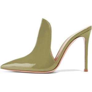 imageFSJ Women Pointed Toe Slide Mule Sandal Slippers Stiletto High Heels Loafers Slip on Backless Shoes 415 M USOlive12 Cm